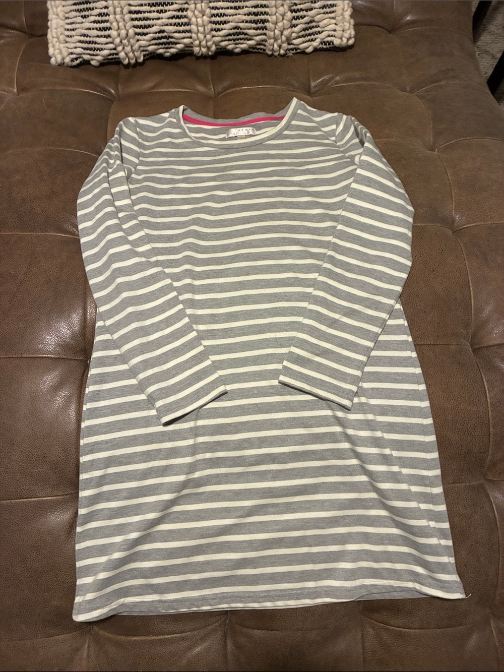 Kenar Gray and White Striped Long Sleeve Dress